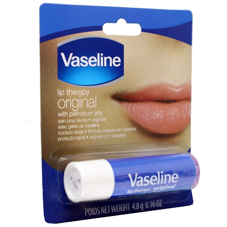 Vaseline Lip Therapy Stick 4.8g | Original Petroleum Jelly Vaseline Lip Balm for Soft Lips 4 Pack