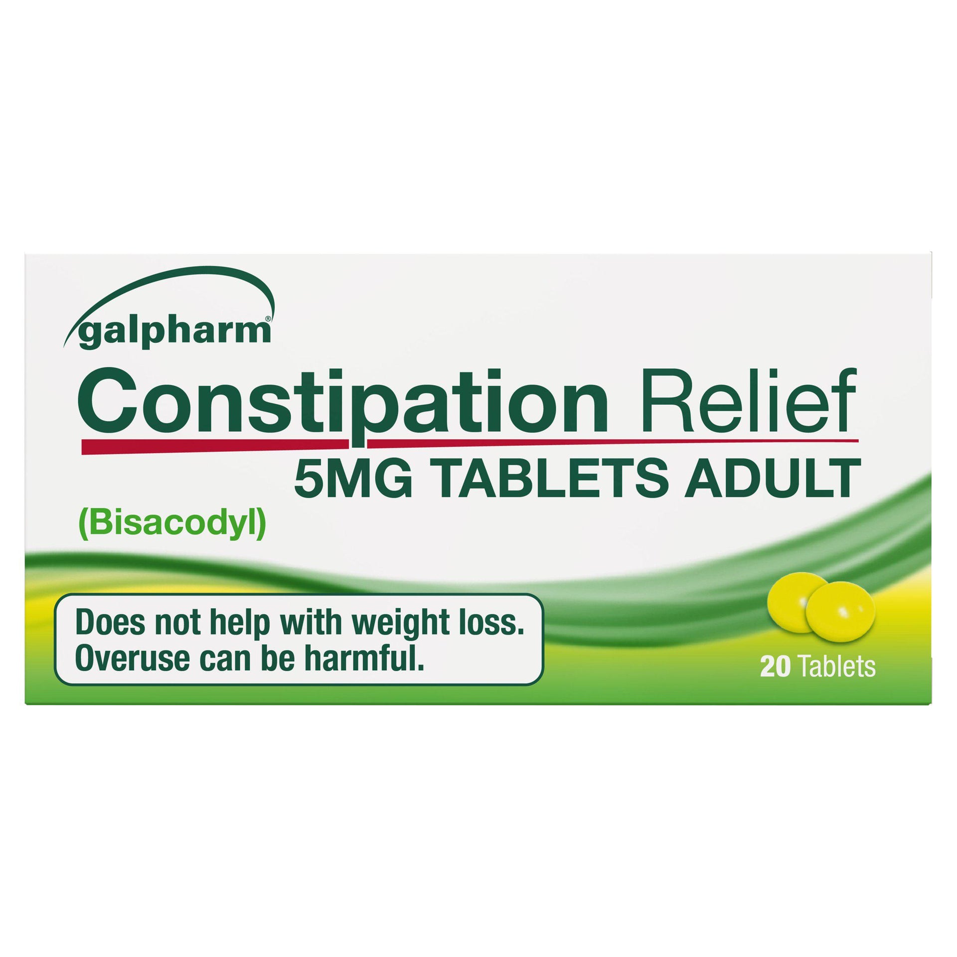 Galpharm Constipation Relief Bisocodyl 5mg 20 Tablets| Fast-Acting Laxative |Gentle Bowel Support for Adults & Children 12+