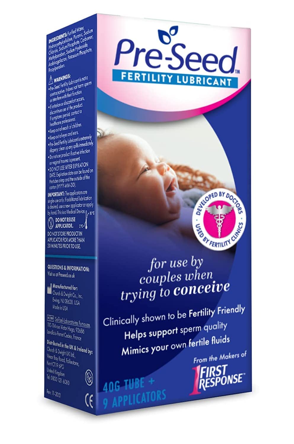 Pre-Seed Fertility Friendly Personal Lubricant  40g tube with 9 single-use applicators