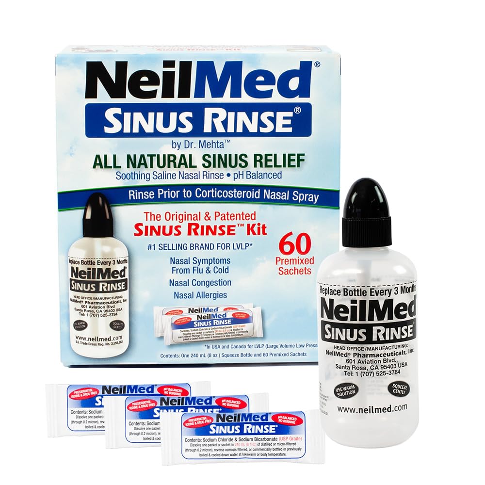 NeilMed Original Sinus Rinse Kit with 60 Premixed Sachets