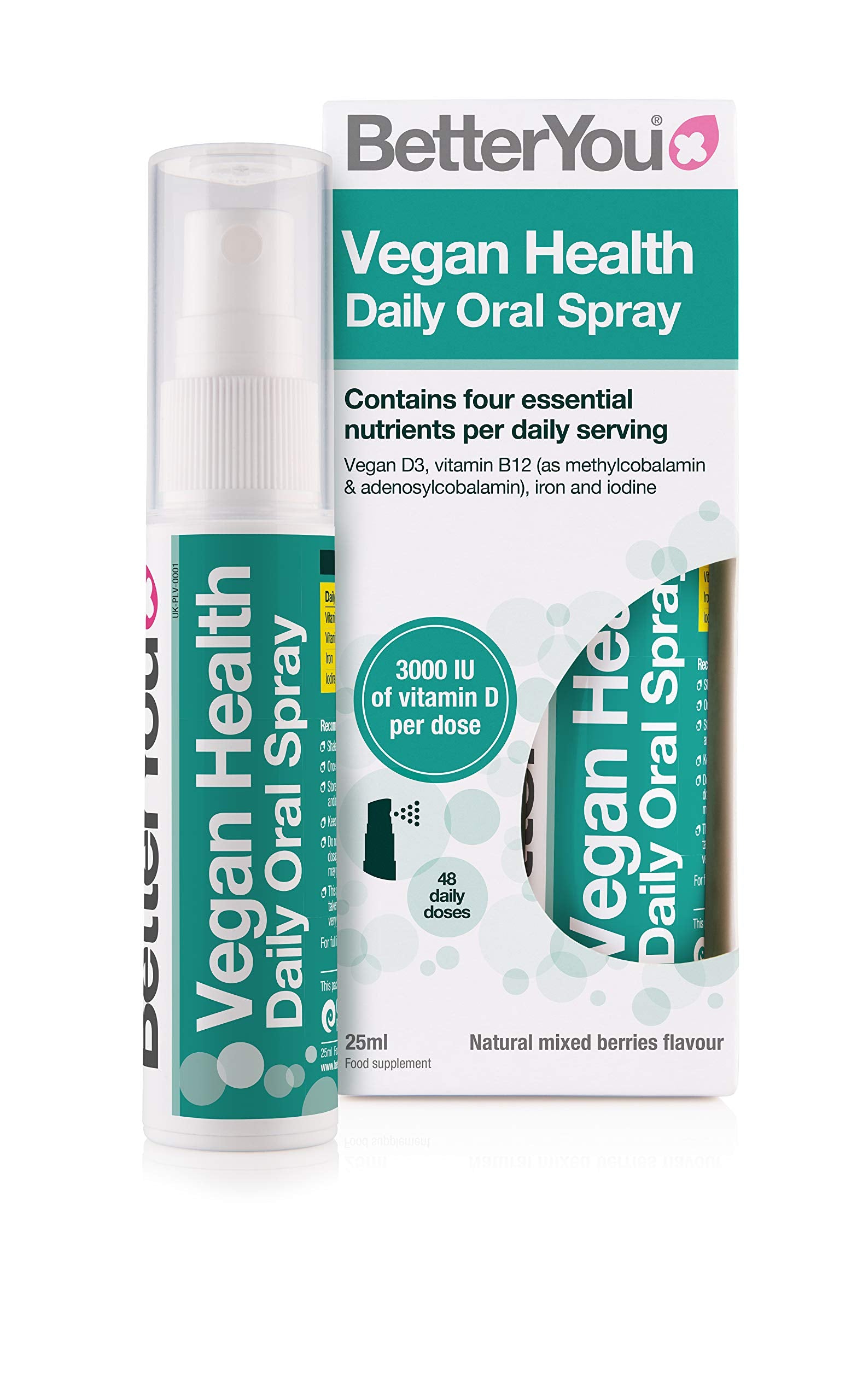BetterYou Vegan Health Daily Oral Spray 48-day Supply Natural Mixed Berries Flavour