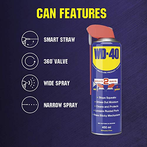 WD-40 Multi-Use Smart-Straw 450ml – Lubricant, Rust Remover & Cleaner