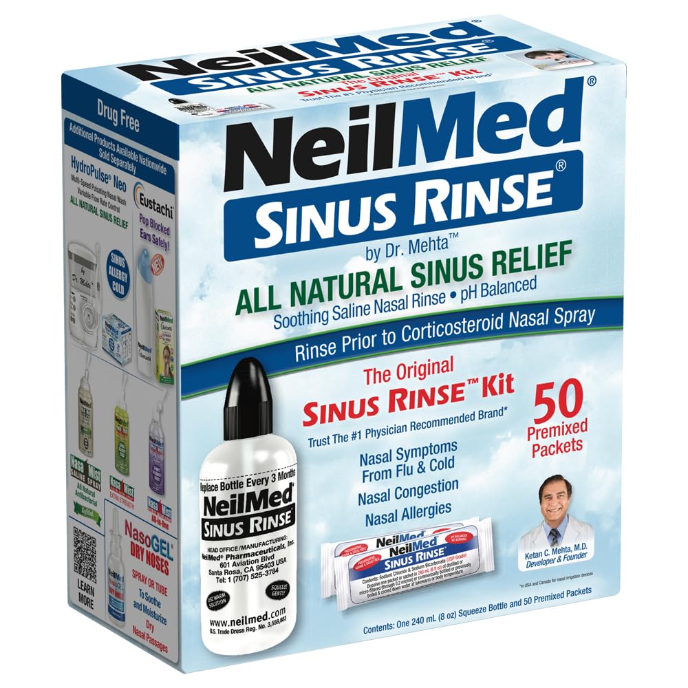 NeilMed Original Sinus Rinse Kit with 50 Premixed Sachets