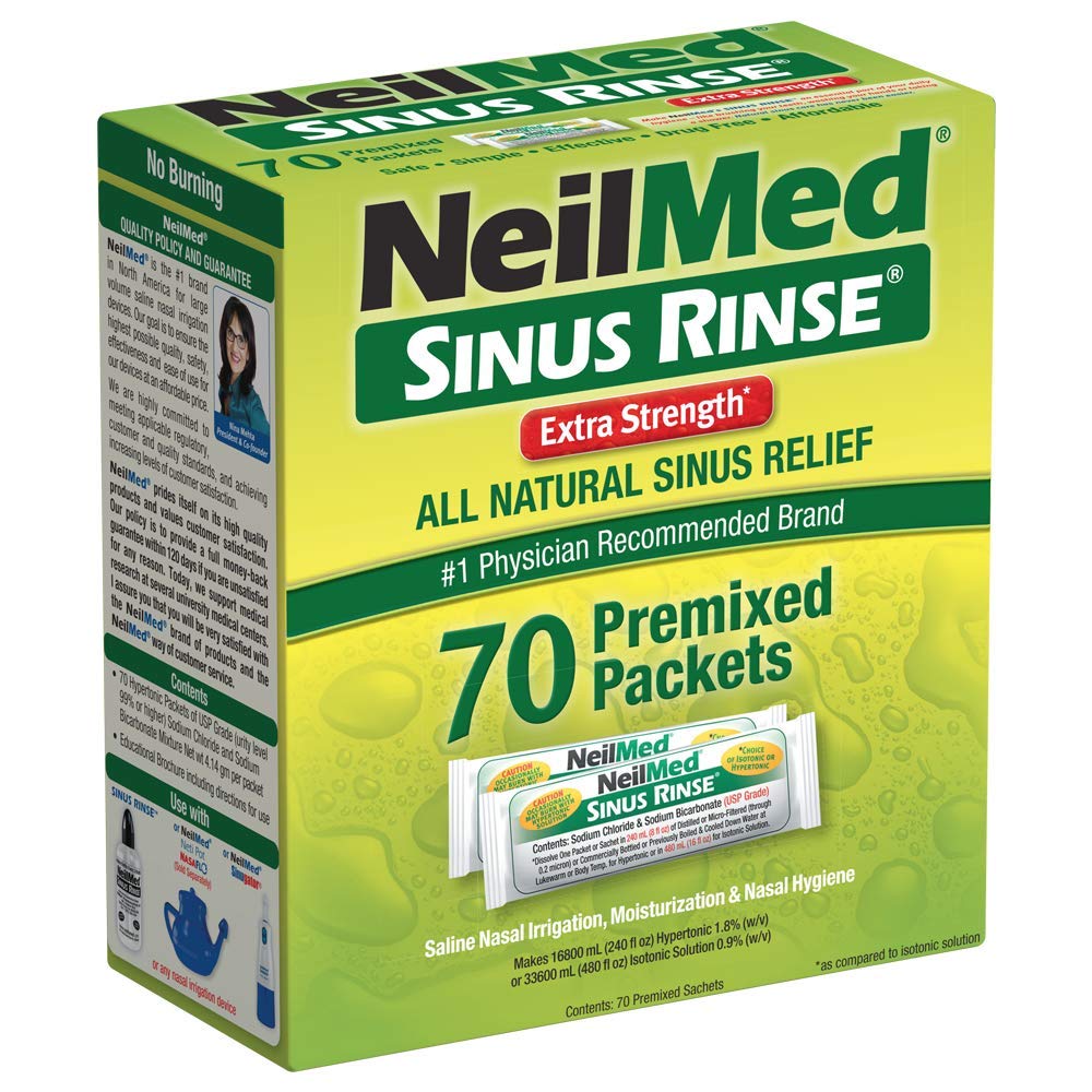 NeilMed's Sinus Rinse Extra Strength All Natural Pre-Mixed Hypertonic Packets 70 Count