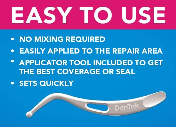 DenTek Home Dental First Aid Kit for repairing lost fillings or securing loose caps, crowns or inlays with spade tool