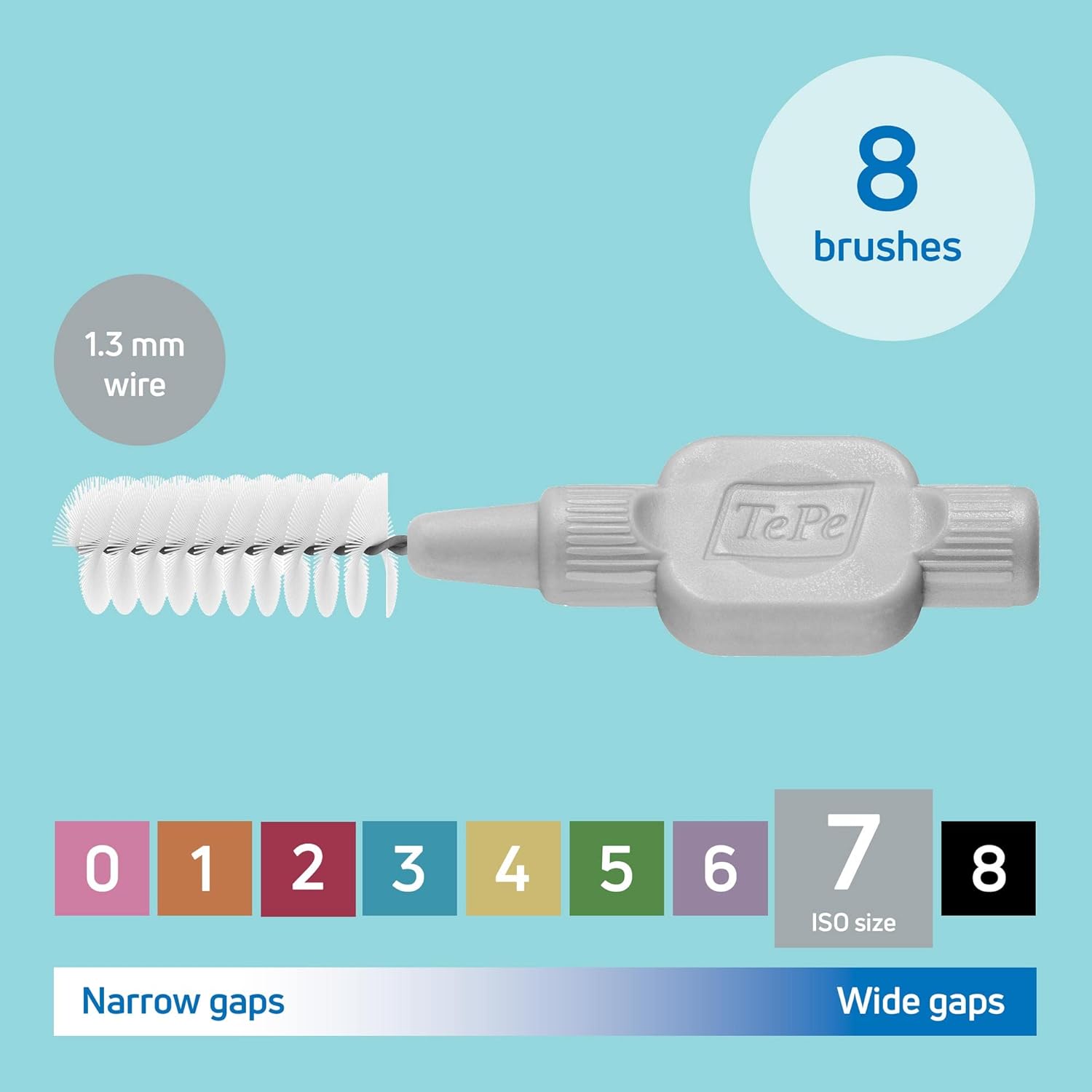 TePe Interdental Brush Gray Size 8pcs – Effective Cleaning Between Teeth