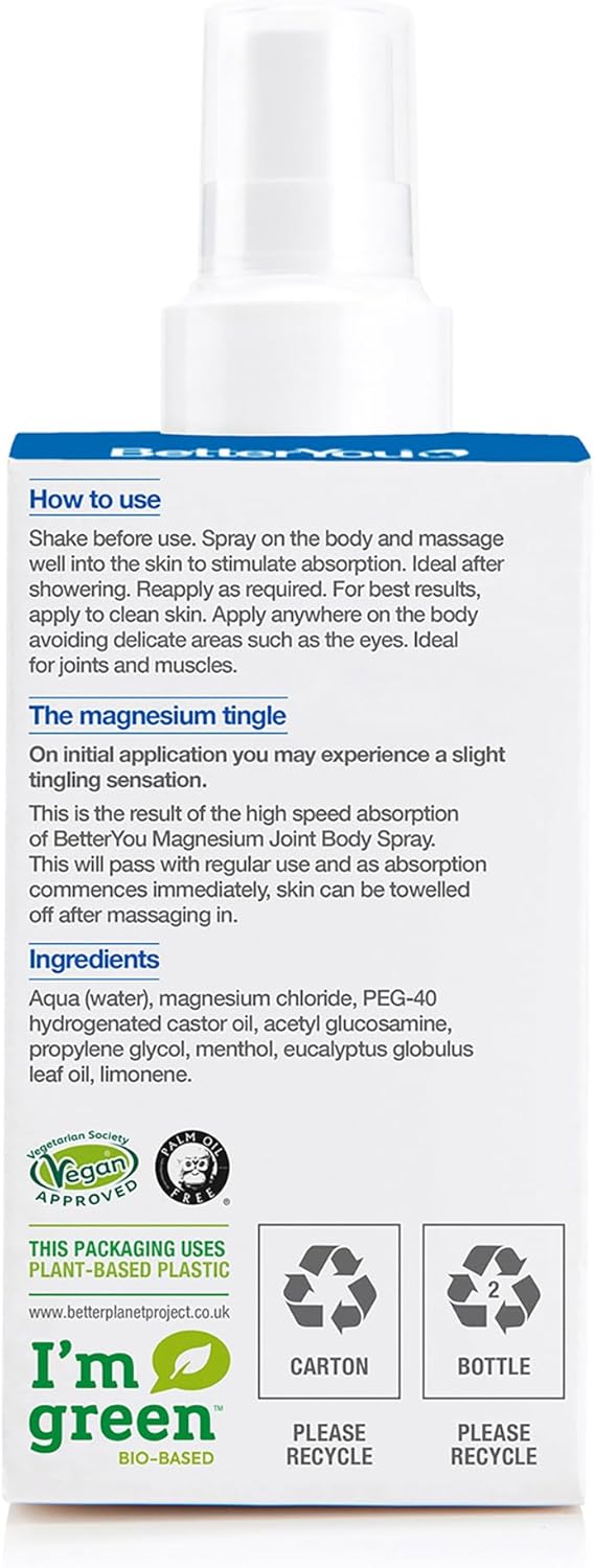 BetterYou Magnesium Joint Body Spray 100ml (600 Sprays)