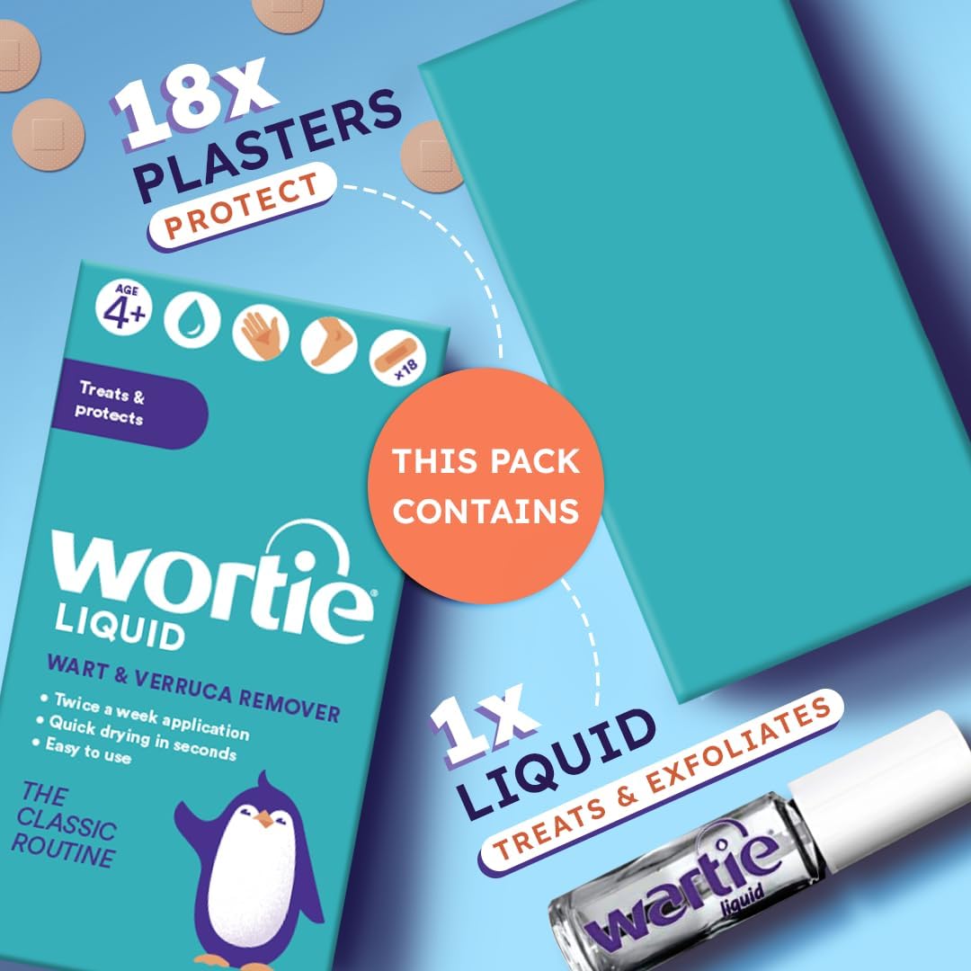 Wartie Liquid Verruca & Wart Remover – Fast Acting, 18 Plasters