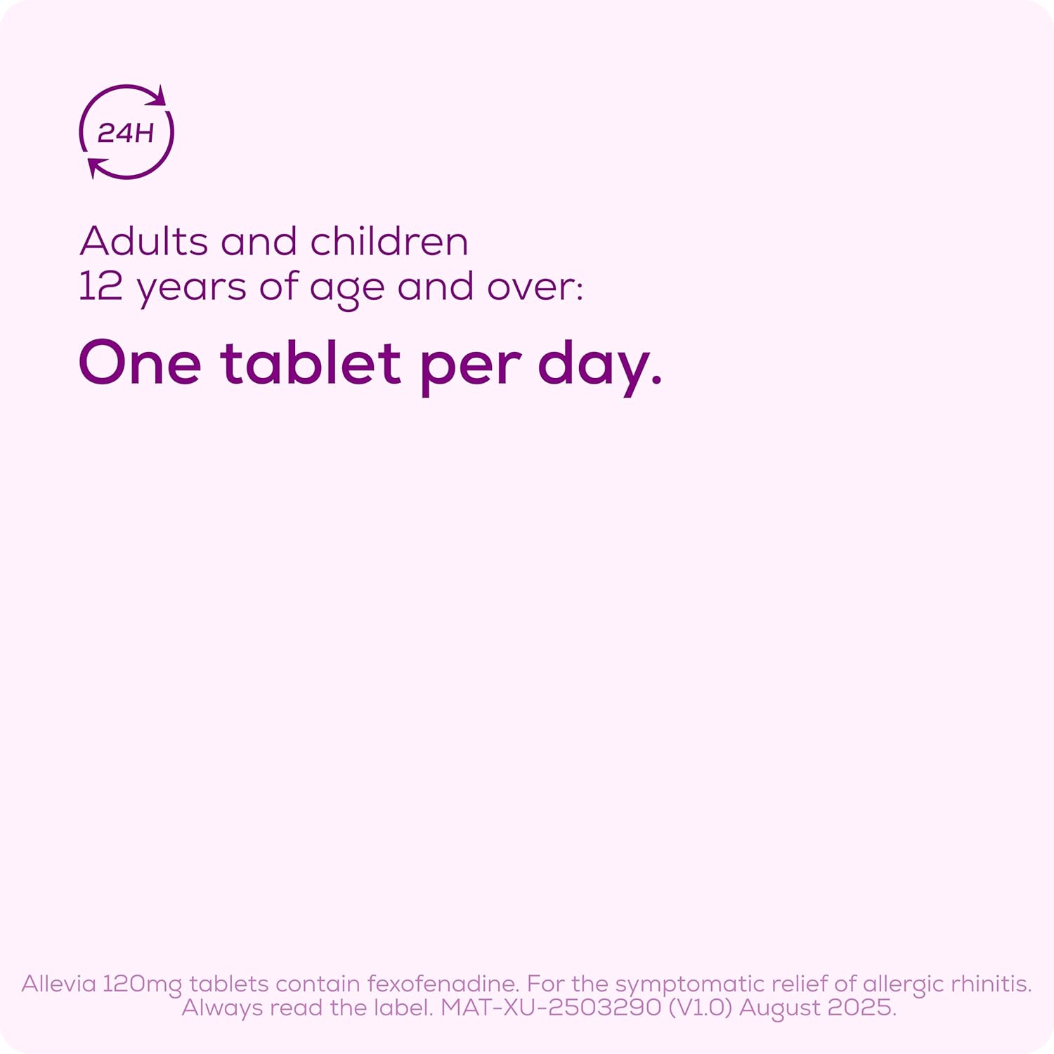 Allevia Fexofenadine 120MG Hayfever Allergy 15 Tablets