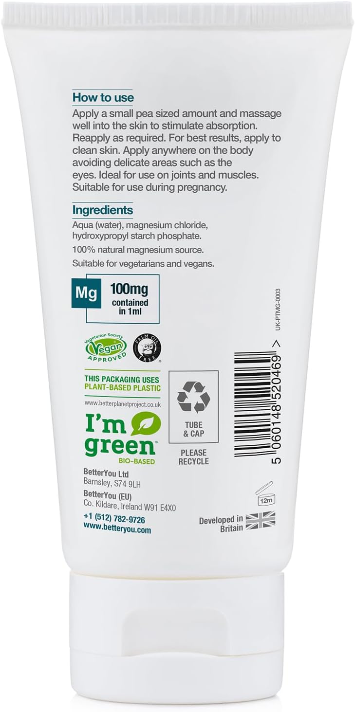 BetterYou Magnesium Body Gel 150mlFor use on Joints and Muscles to Supprt Relaxation