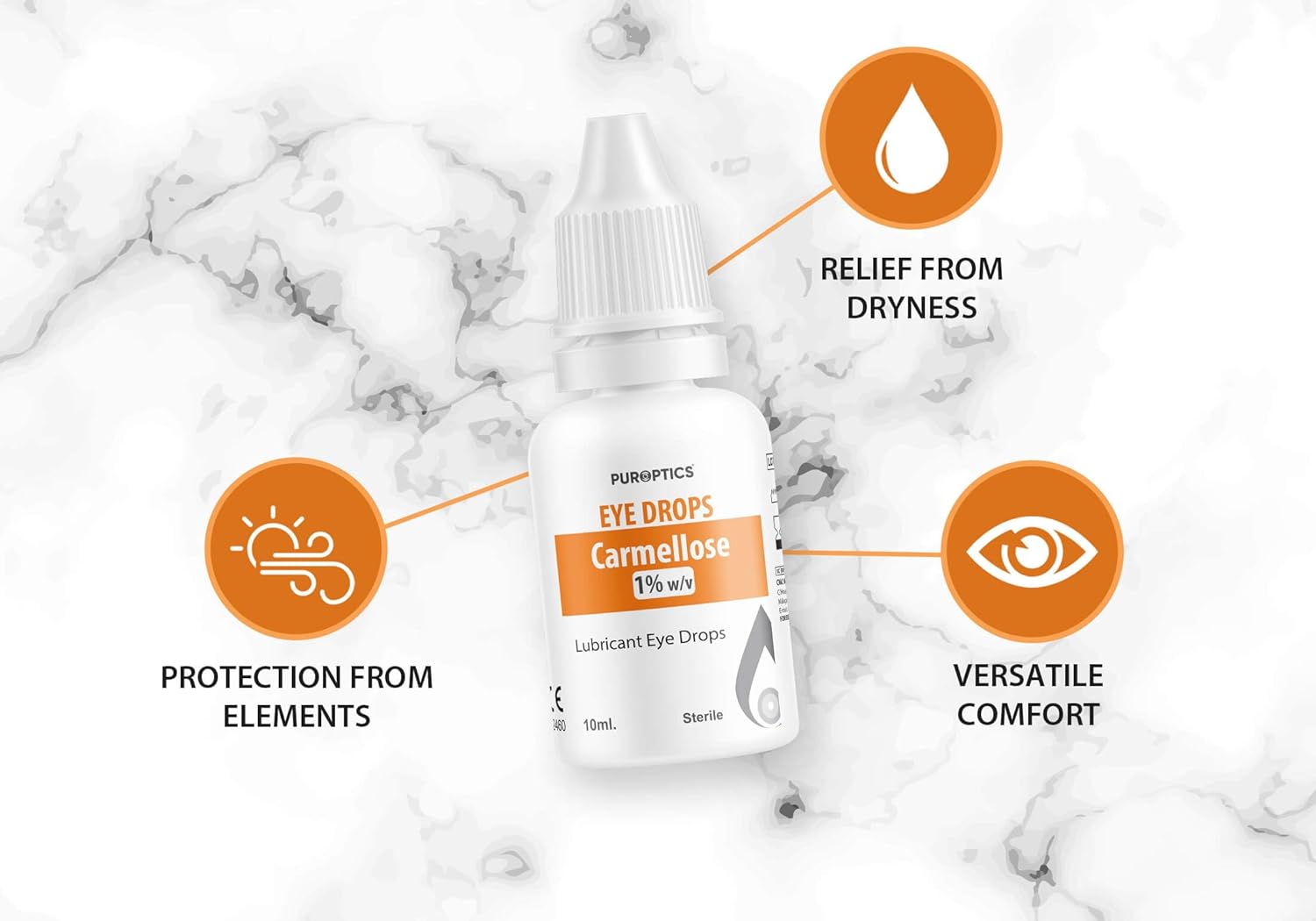PUROPTICS Carmellose 1% Lubricant Eye Drops for Dry Eyes and Irritated Eyes 10ml
