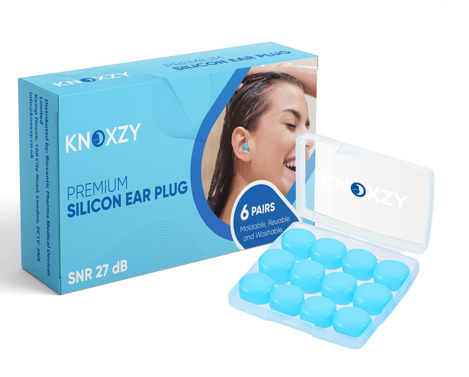 Knoxzy Silicone Ear Plugs Blue SNR 27dB