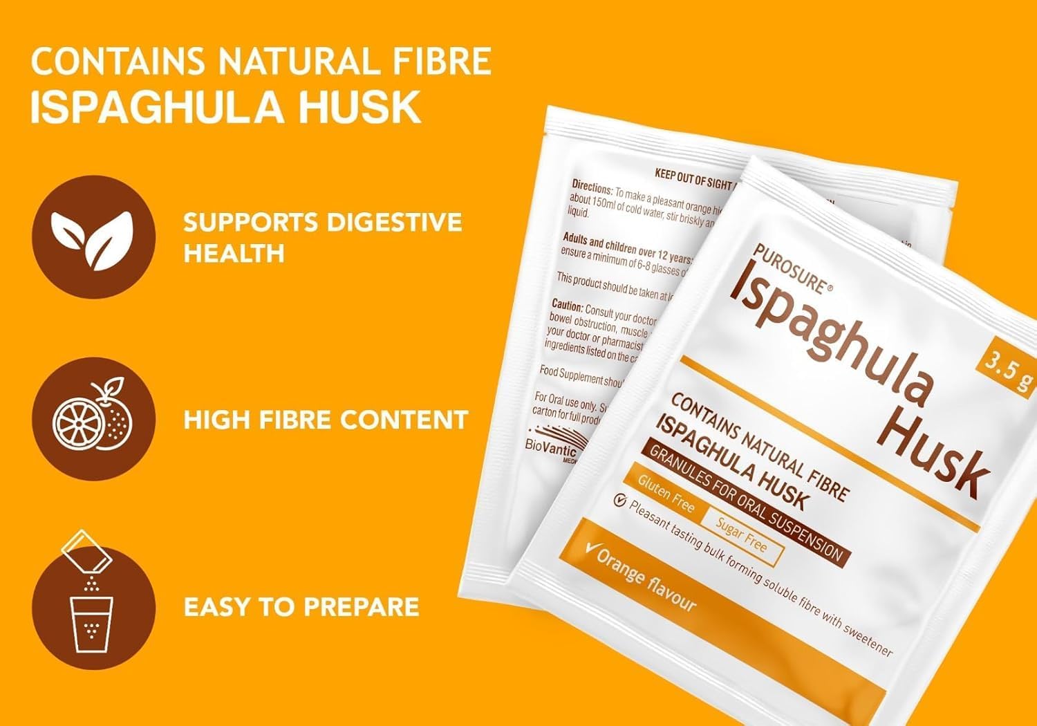 PuroSure Ispaghula Husk Orange Sachets (30x)