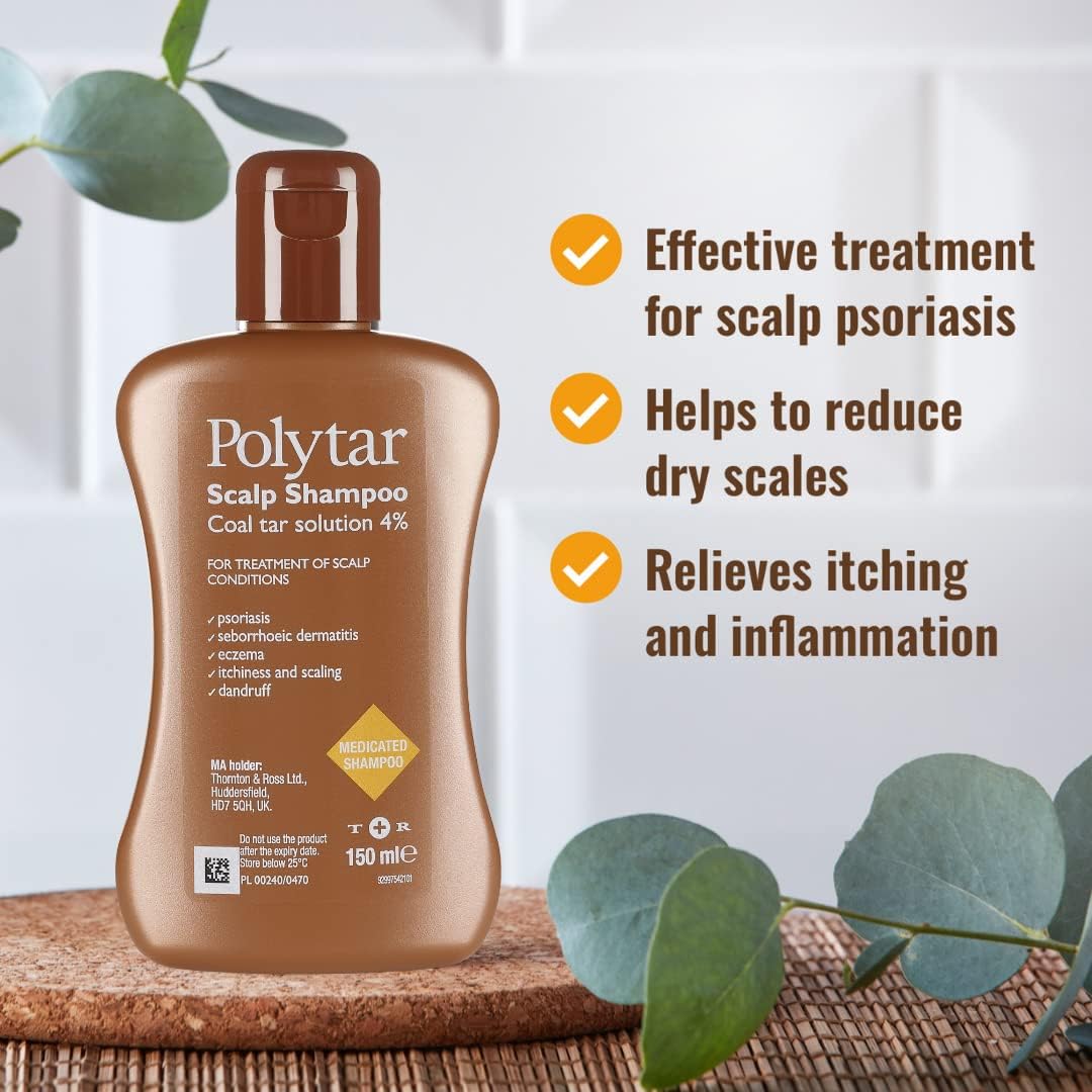 Polytar Scalp Shampoo 150 ml | Treats Psoriasis, Seborrhoeic Dermatitis, Eczema, and Dandruff