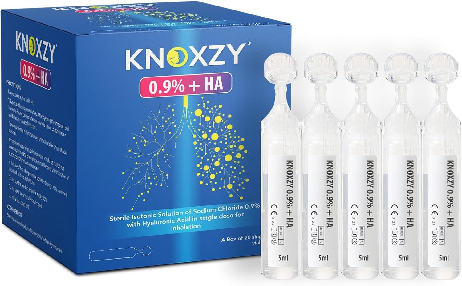 KNOXZY Isotonic Saline Solution 0.9% + Hyaluronic Acid Nebulizer Diluent