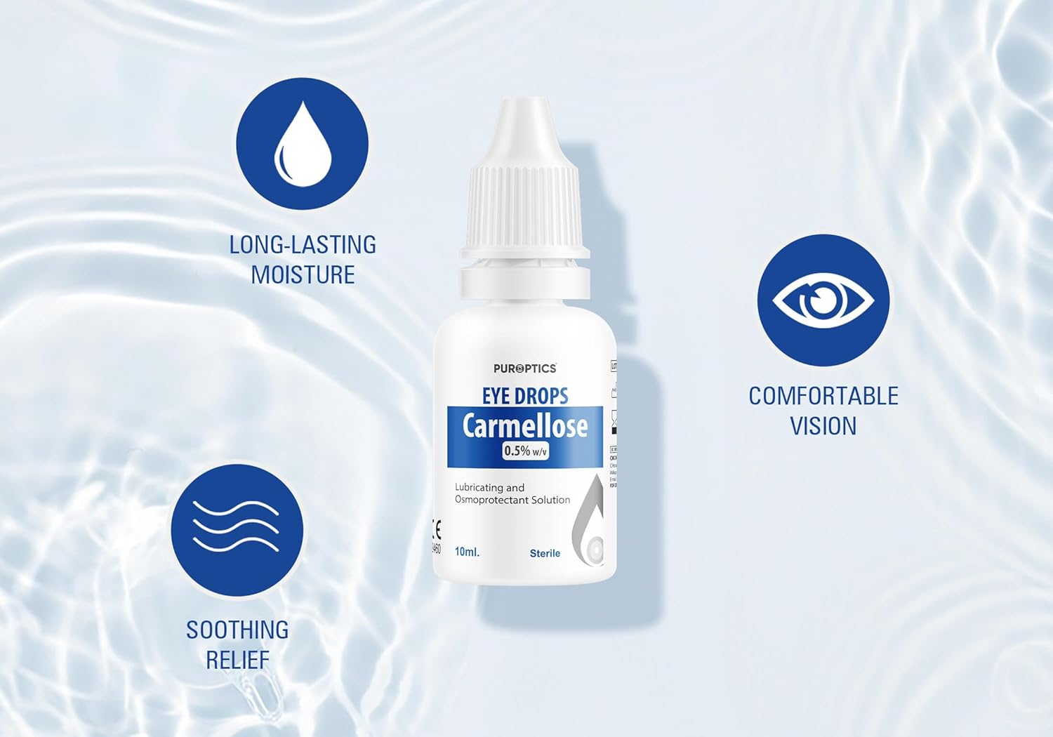 PUROPTICS Carmellose 0.5% Lubricant Eye Drops for Dry Eyes and Irritated Eyes 10ml