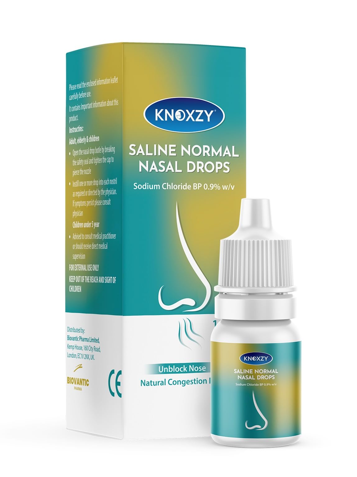 Knoxzy Saline Nasal Drops 10ml – Instant Relief for Blocked Nose