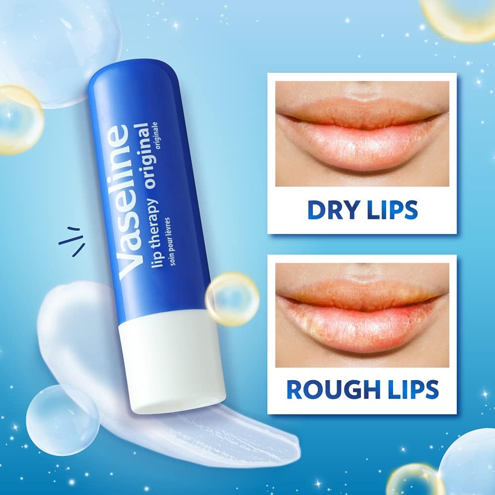 Vaseline Lip Therapy Stick 4.8g | Original Petroleum Jelly Vaseline Lip Balm - 4 Pack