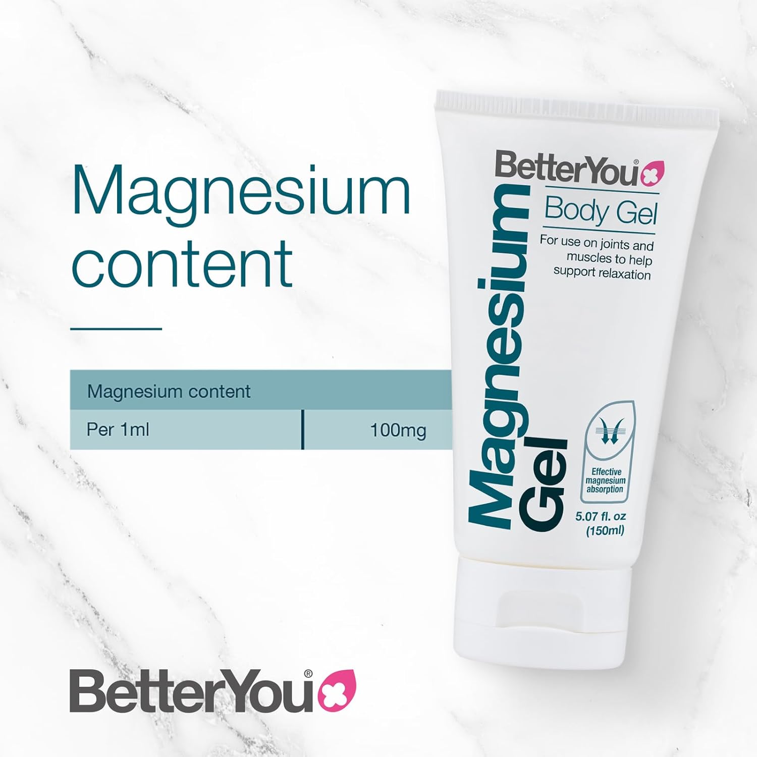 BetterYou Magnesium Body Gel 150mlFor use on Joints and Muscles to Supprt Relaxation