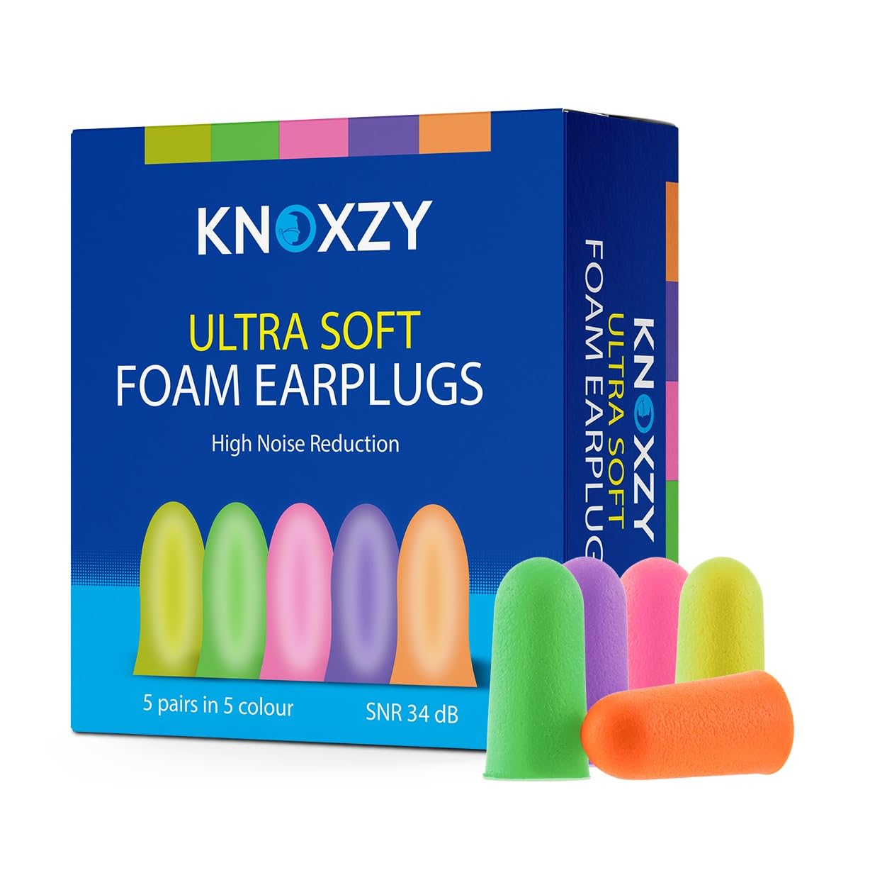 KNOXZY Ultra Soft Foam Ear Plugs – 34dB SNR, 10 Pairs for Sleeping