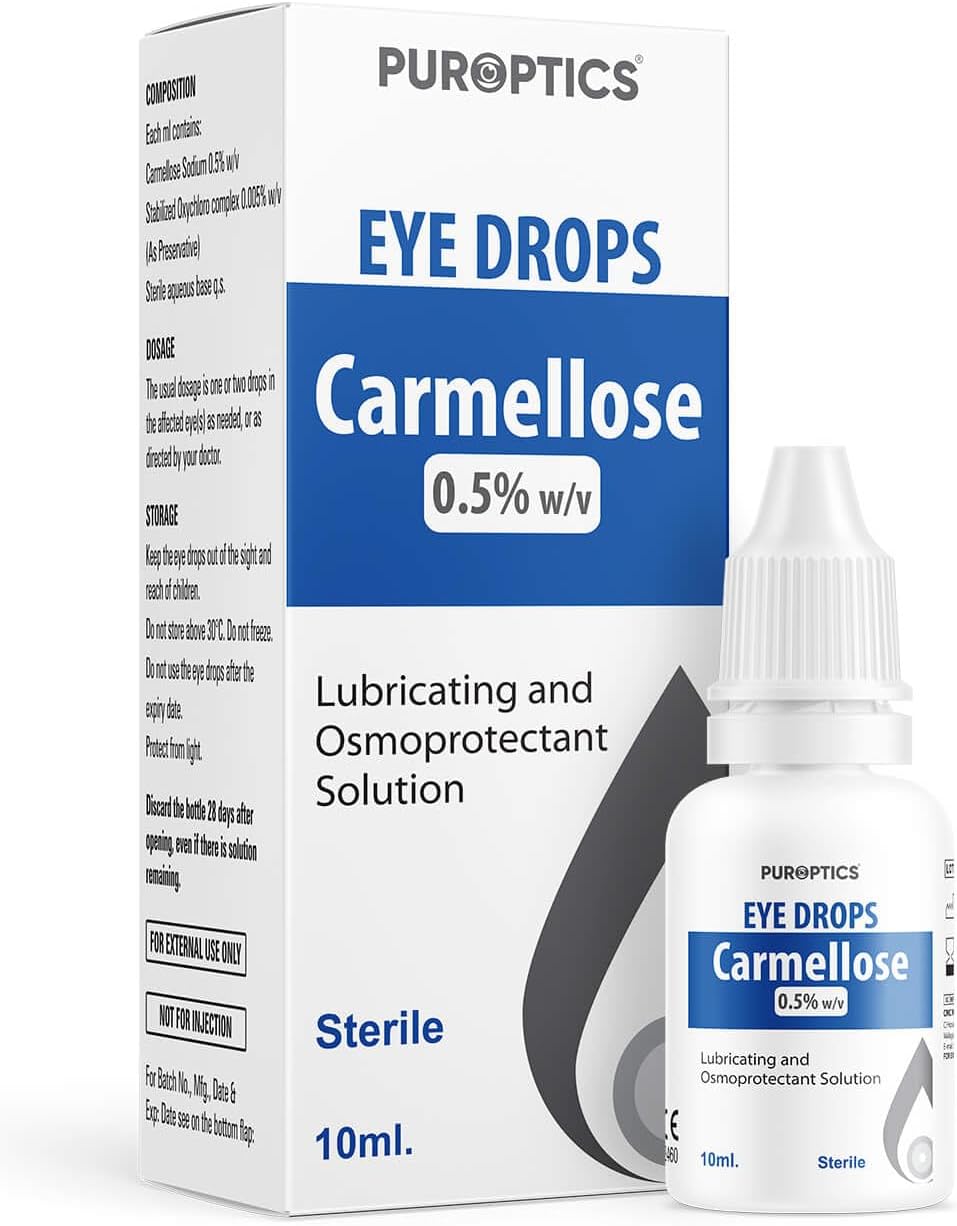 PUROPTICS Carmellose 0.5% Lubricant Eye Drops for Dry Eyes and Irritated Eyes 10ml