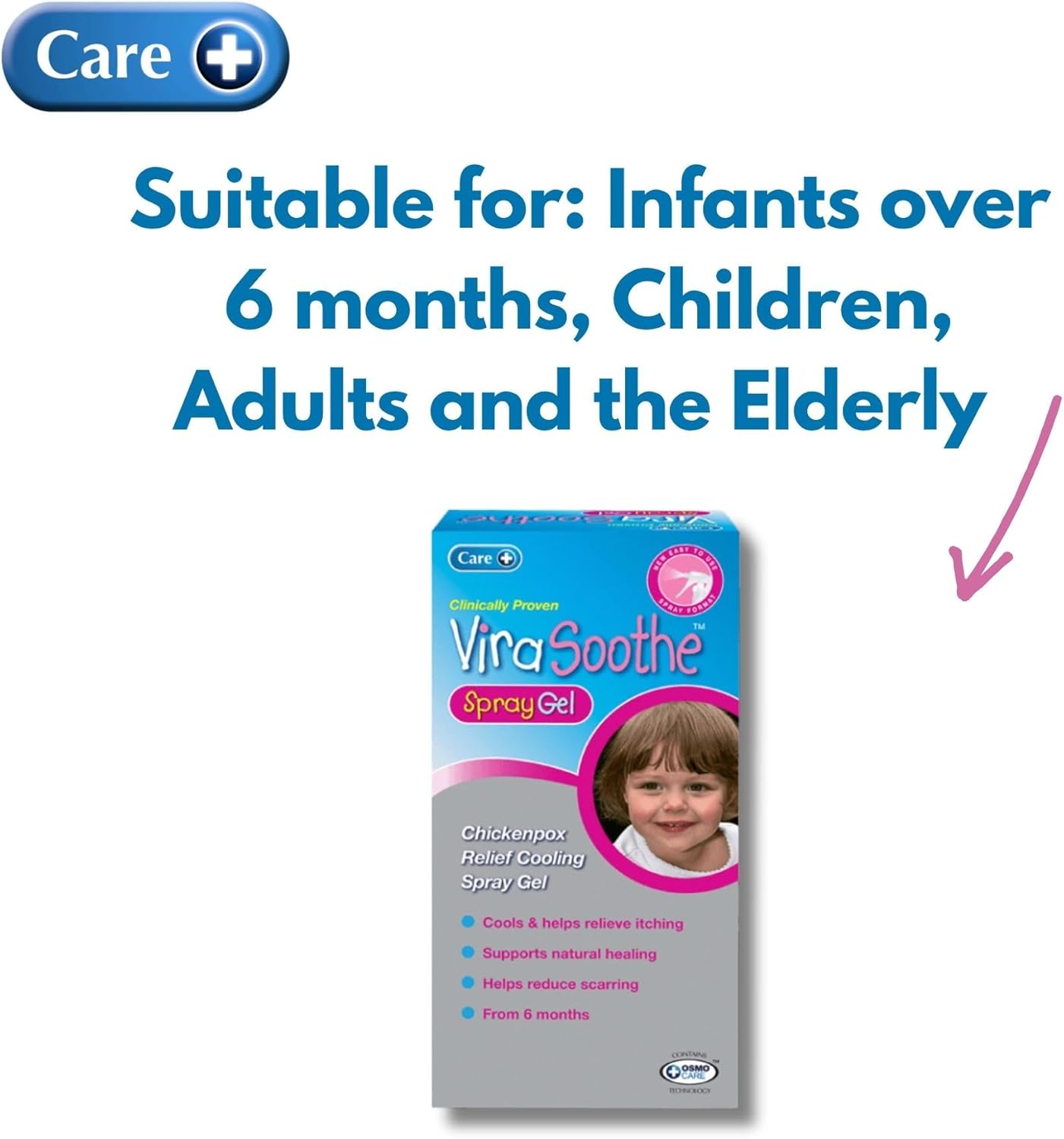 Care+ ViraSoothe Spray Gel 60g Chickenpox Relief | Cools and Soothes Skin