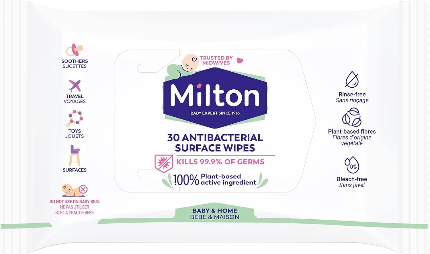 Milton Antibacterial Surface Wipes 30 Wipes