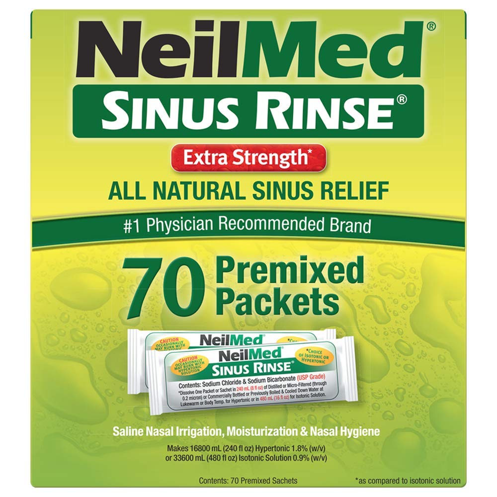 NeilMed's Sinus Rinse Extra Strength All Natural Pre-Mixed Hypertonic Packets 70 Count