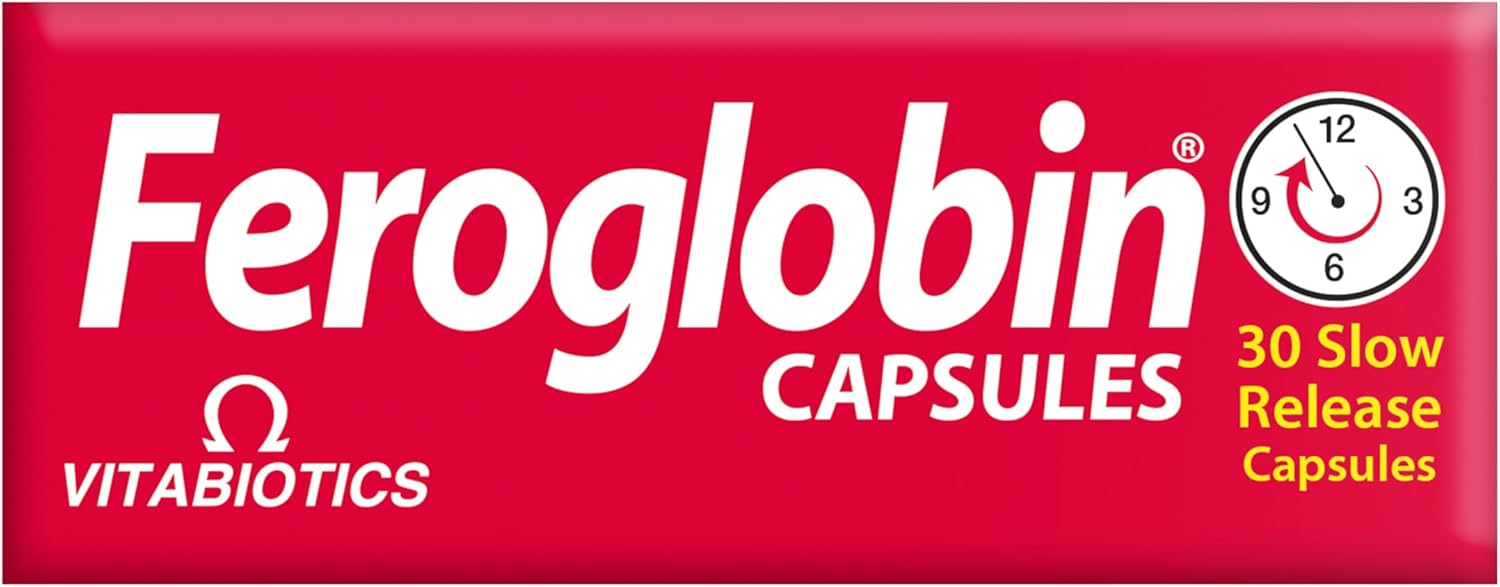 Feroglobin Iron Supplement Supports Energy, Reduced Tiredness & Fatigue Vitamin and Mineral Capsules 30 Capsules