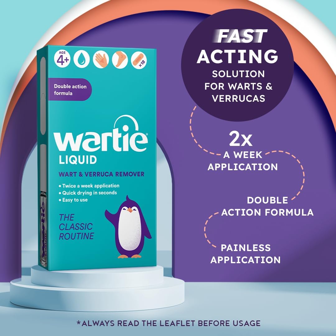 Wartie Liquid Verruca & Wart Remover – Fast Acting, 18 Plasters