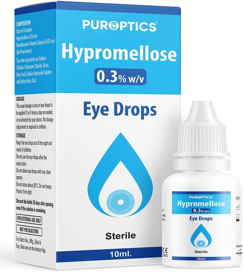 Puroptics Hypromellose 0.3% Eye Drops for Dry Eyes - Itchy Eye Treatment