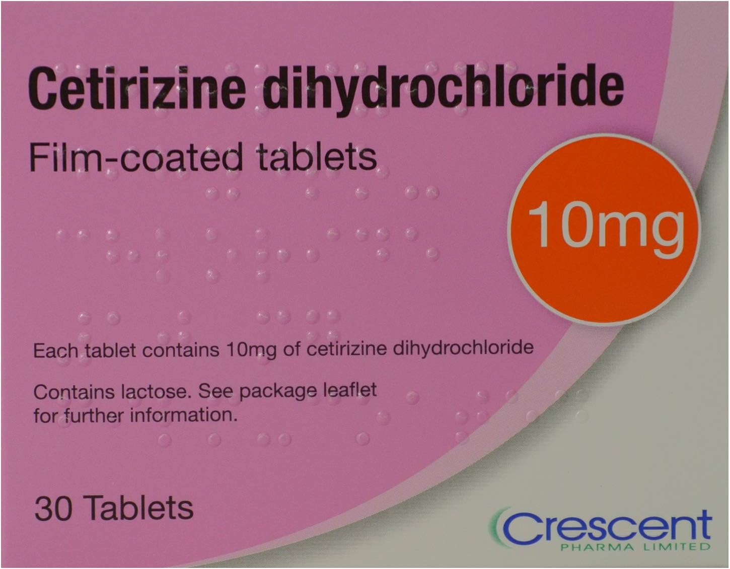 Crescent Cetirizine Dihydrochloride 10mg Film-Coated 30 Tablets