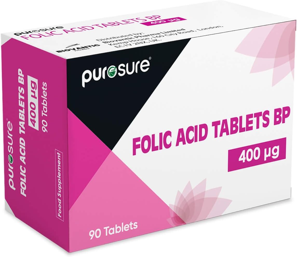 PuroSure Vitamin B9 – Folic Acid 400 mcg, 90 Tablets