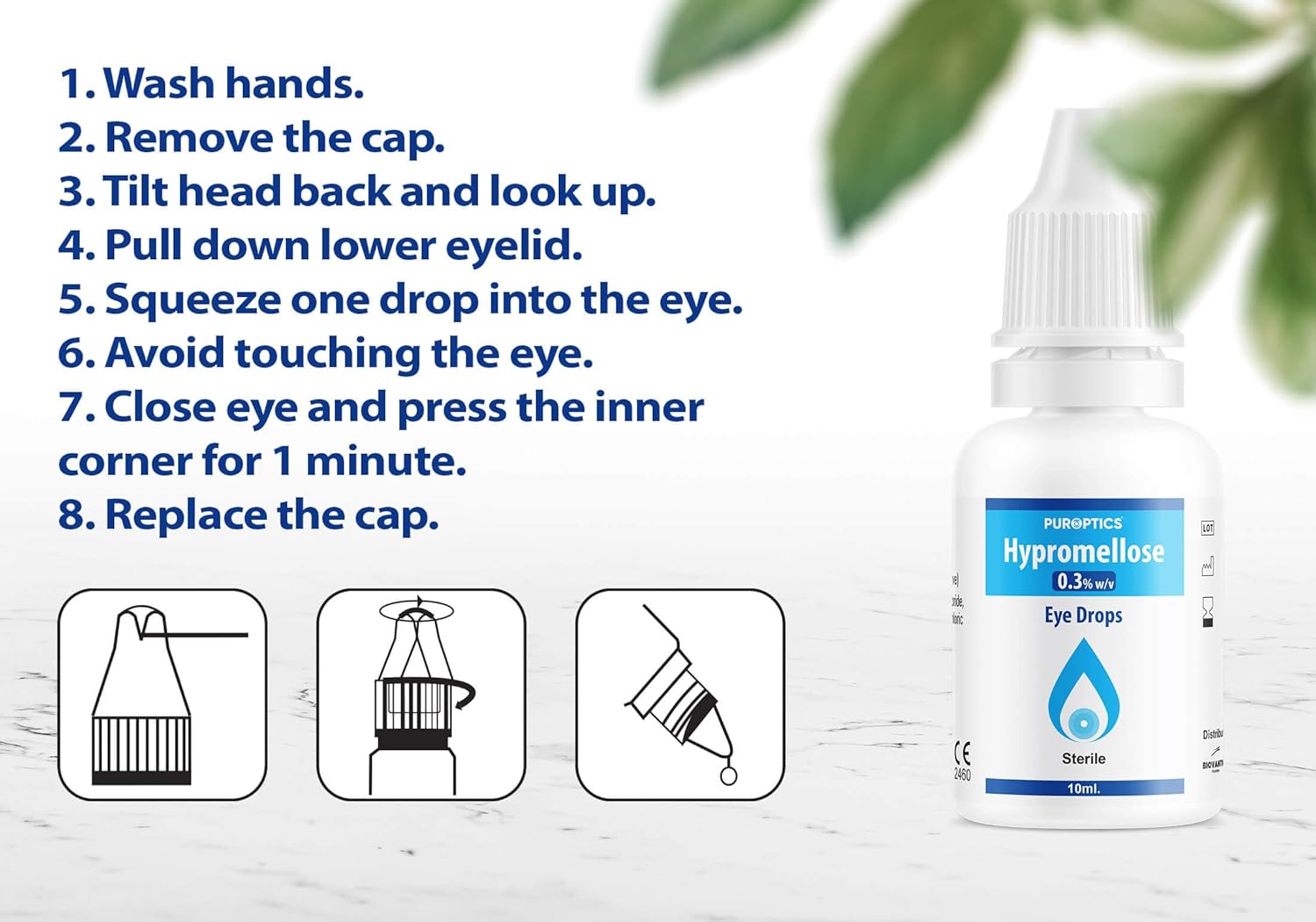 Puroptics Eye Drops – Hypromellose 0.3%, 10ml Sterile Solution