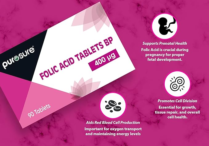 PuroSure Vitamin B9 – Folic Acid 400 mcg, 90 Tablets