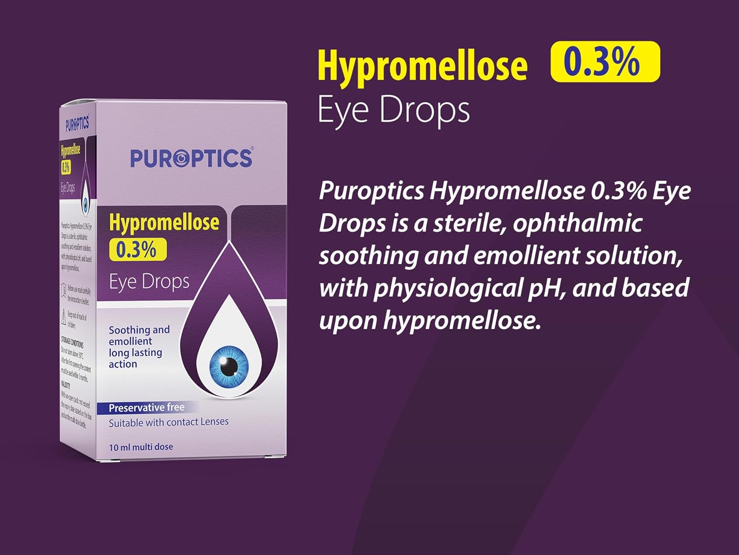 Puroptics Hypromellose 0.3% Preservative Free Eye Drops 10ml
