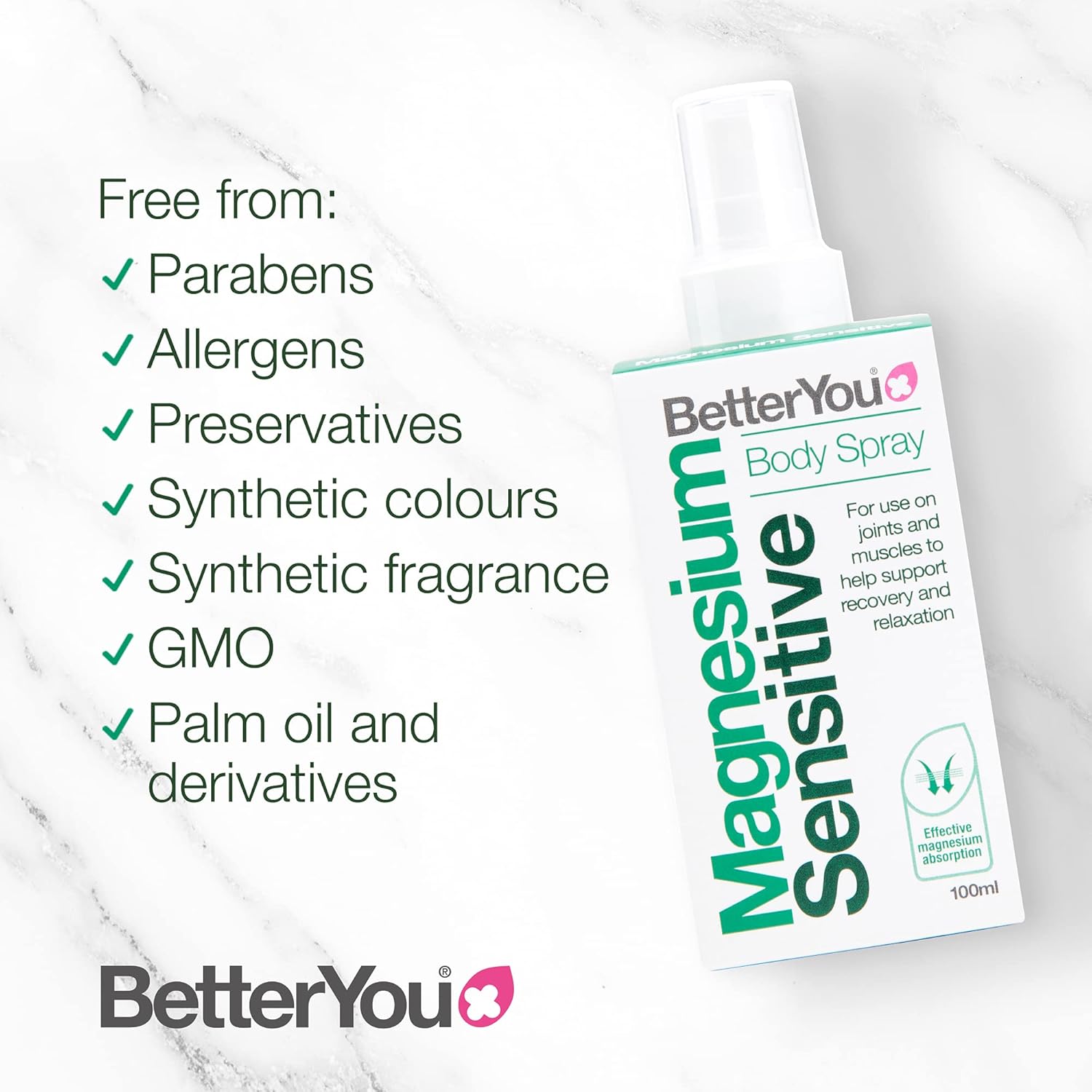 BetterYou Magnesium Sensitive Body Spray  100ml (600 Sprays)