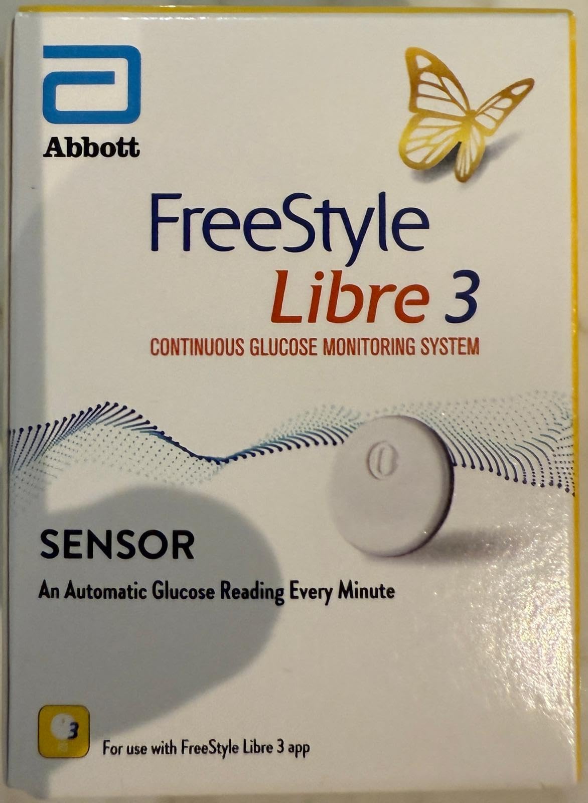 Abbott FreeStyle Libre 3 Sensor Flash Glucose Monitoring System Compact Continuous Glucose Monitoring (CGM)