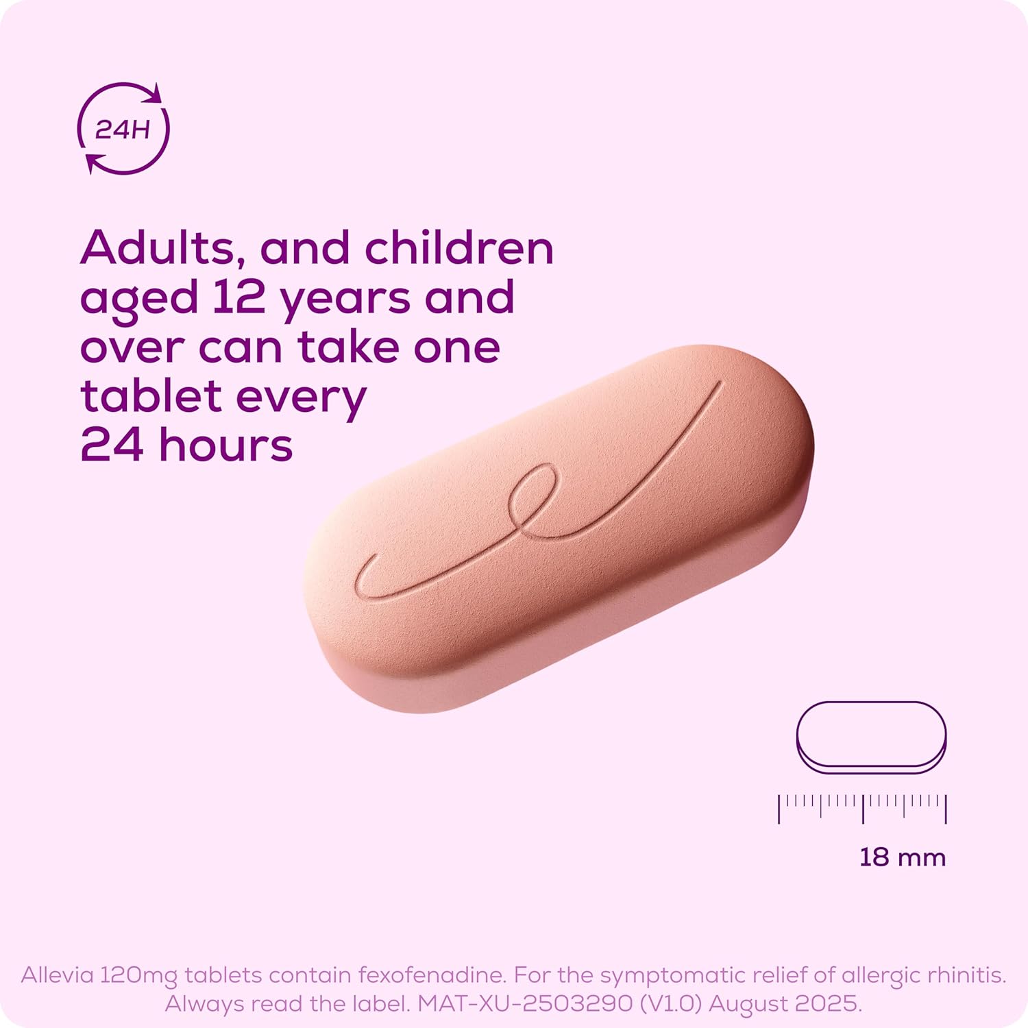 Allevia Fexofenadine 120MG Hayfever Allergy 15 Tablets