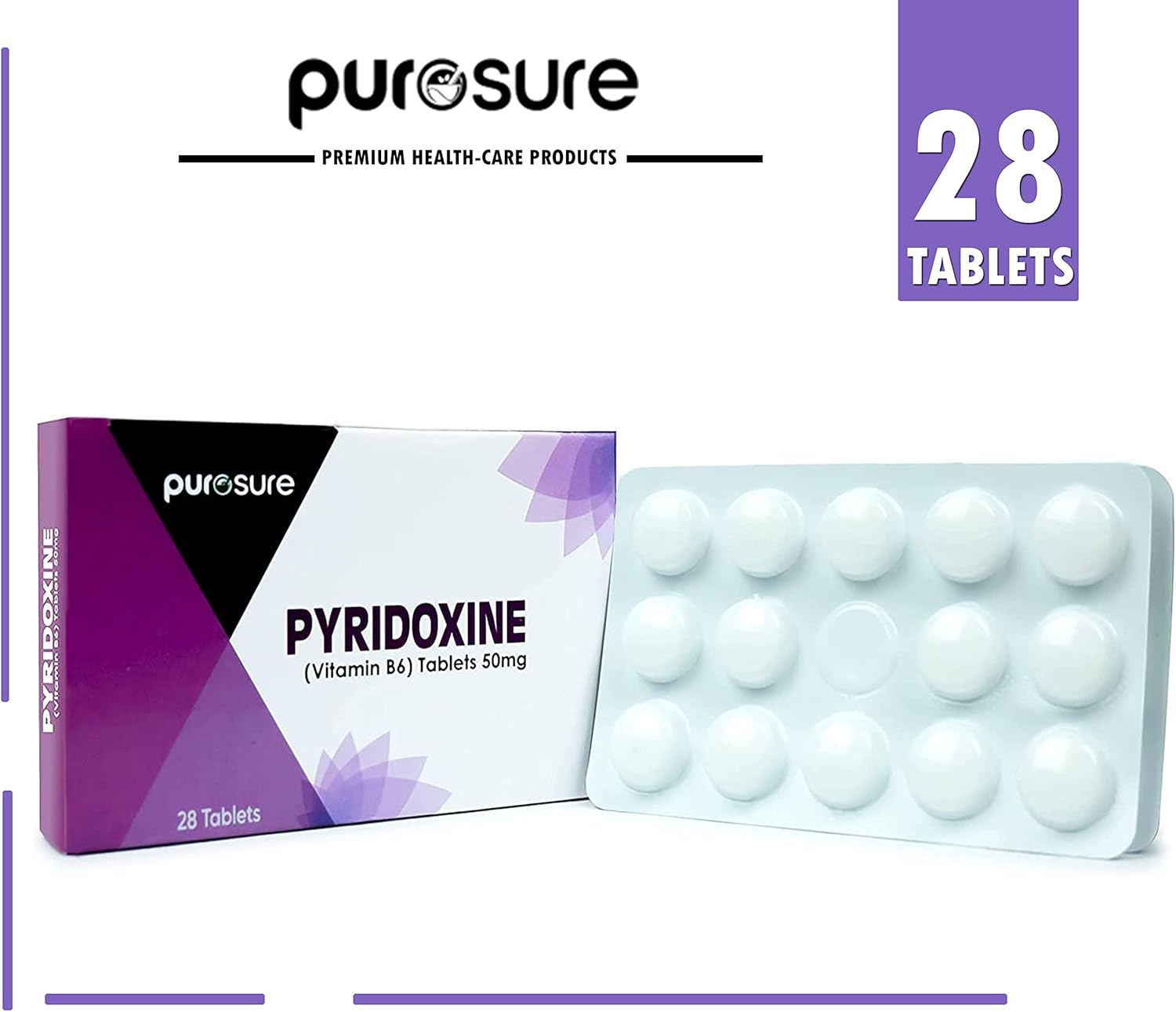PuroSure Pyridoxine B6 – 50mg, 28 Tablets