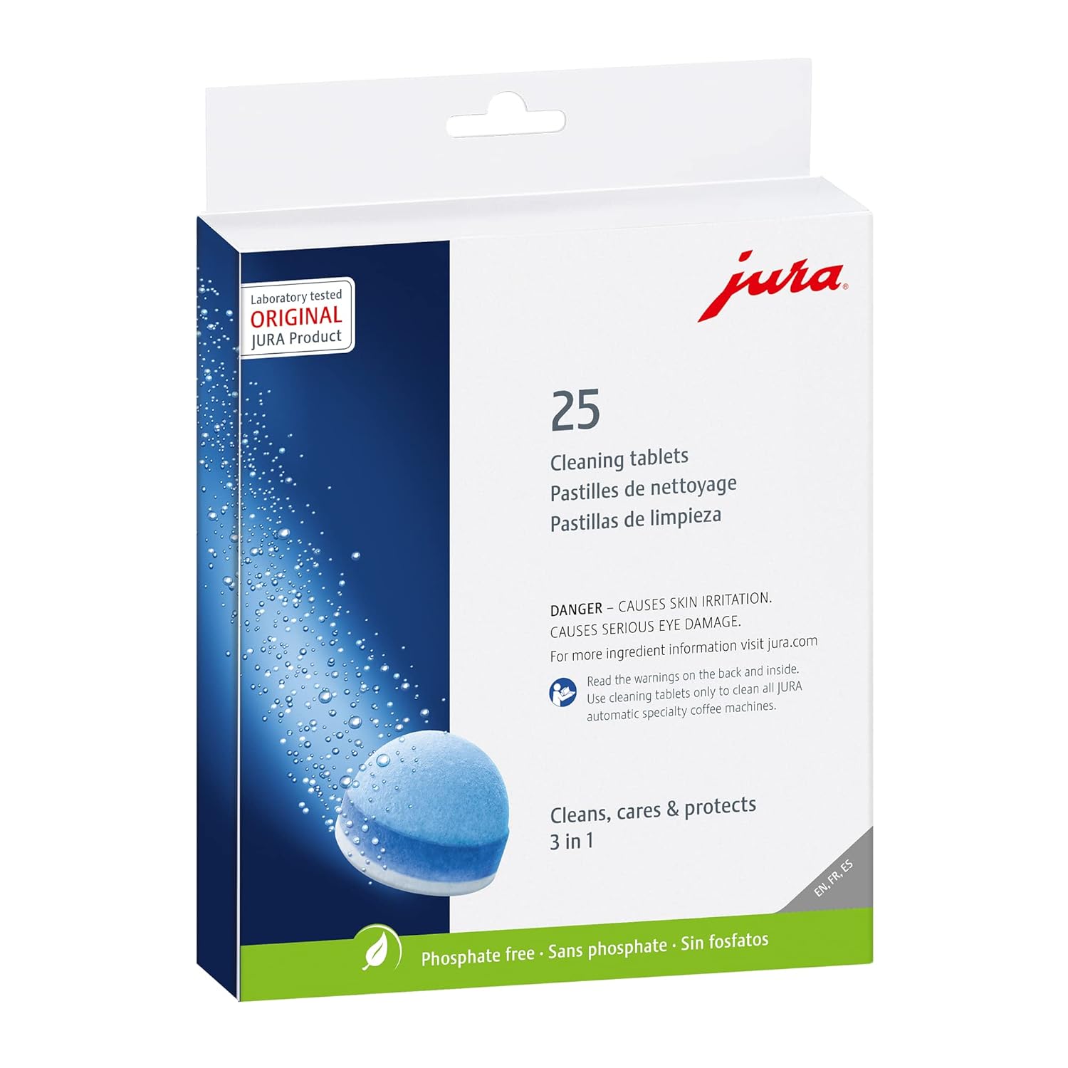 Jura 3-Phase 3 in 1 Cleaning Tablets 25pcs, cleans, cares & protects