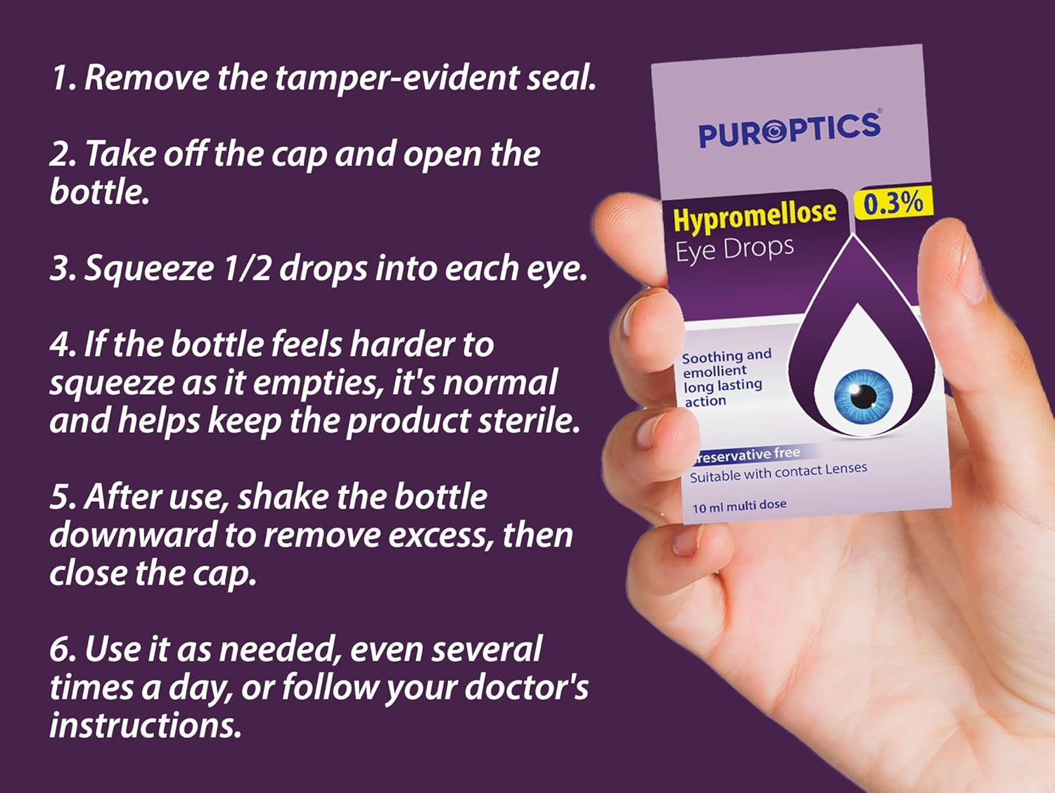 Puroptics Hypromellose 0.3% Preservative Free Eye Drops 10ml