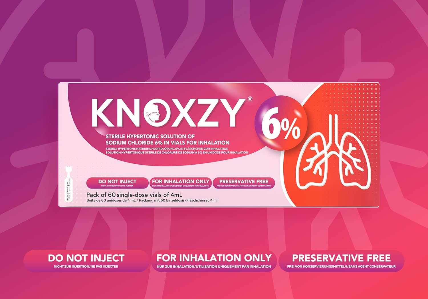 KNOXZY Hypertonic Saline Inhalation Solution 6% – 60 x 4ml Vials for Adults & Children