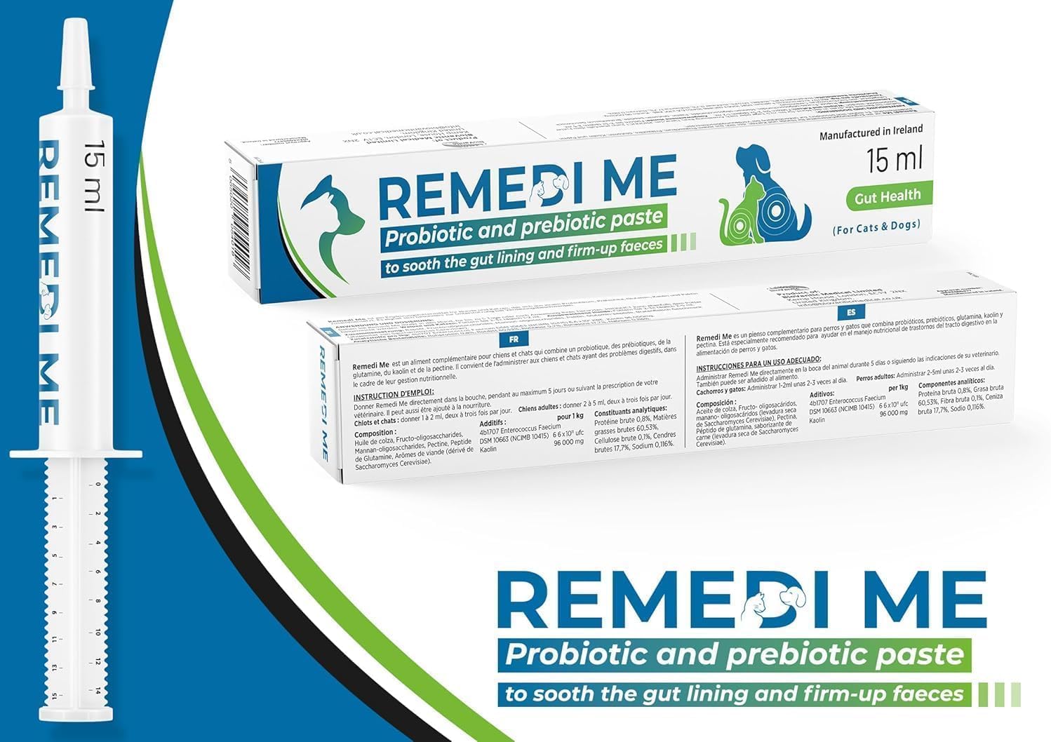 Remedi Me Probiotic & Prebiotic Paste to Sooth the Gut Lining and Firm-up Faeces - For Dogs & Cats | 15ml