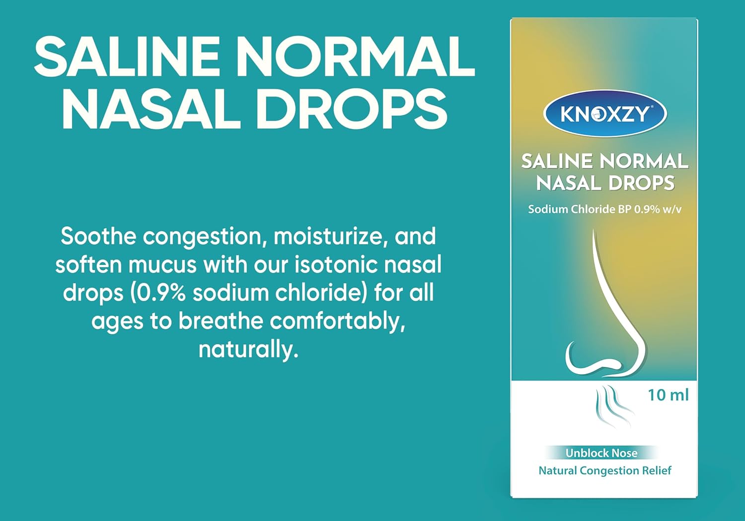 Knoxzy Saline Nasal Drops 10ml – Instant Relief for Blocked Nose