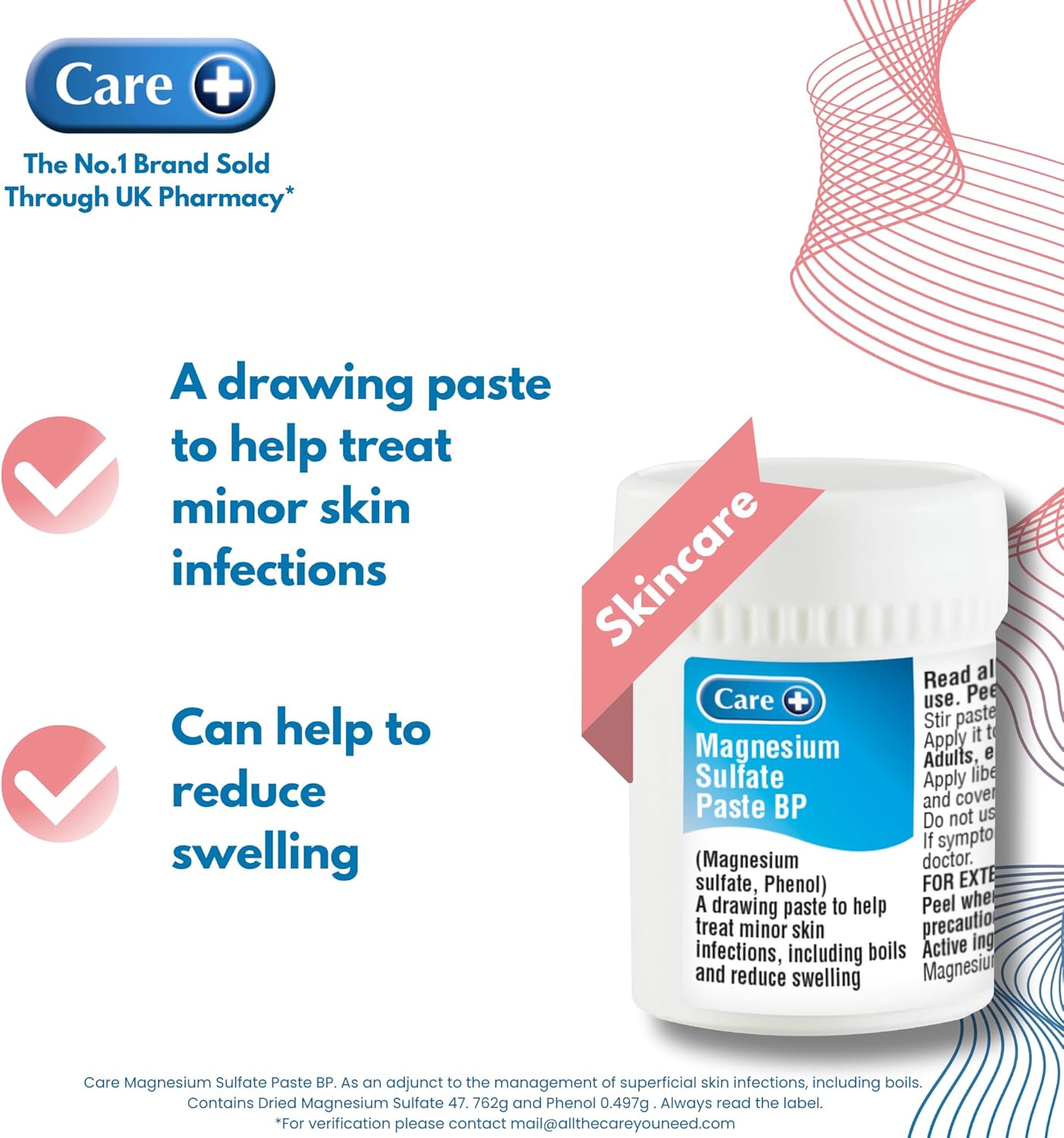 Care+ Magnesium Sulphate Paste 50g, Drawing Ointment for Inflammatory Conditions
