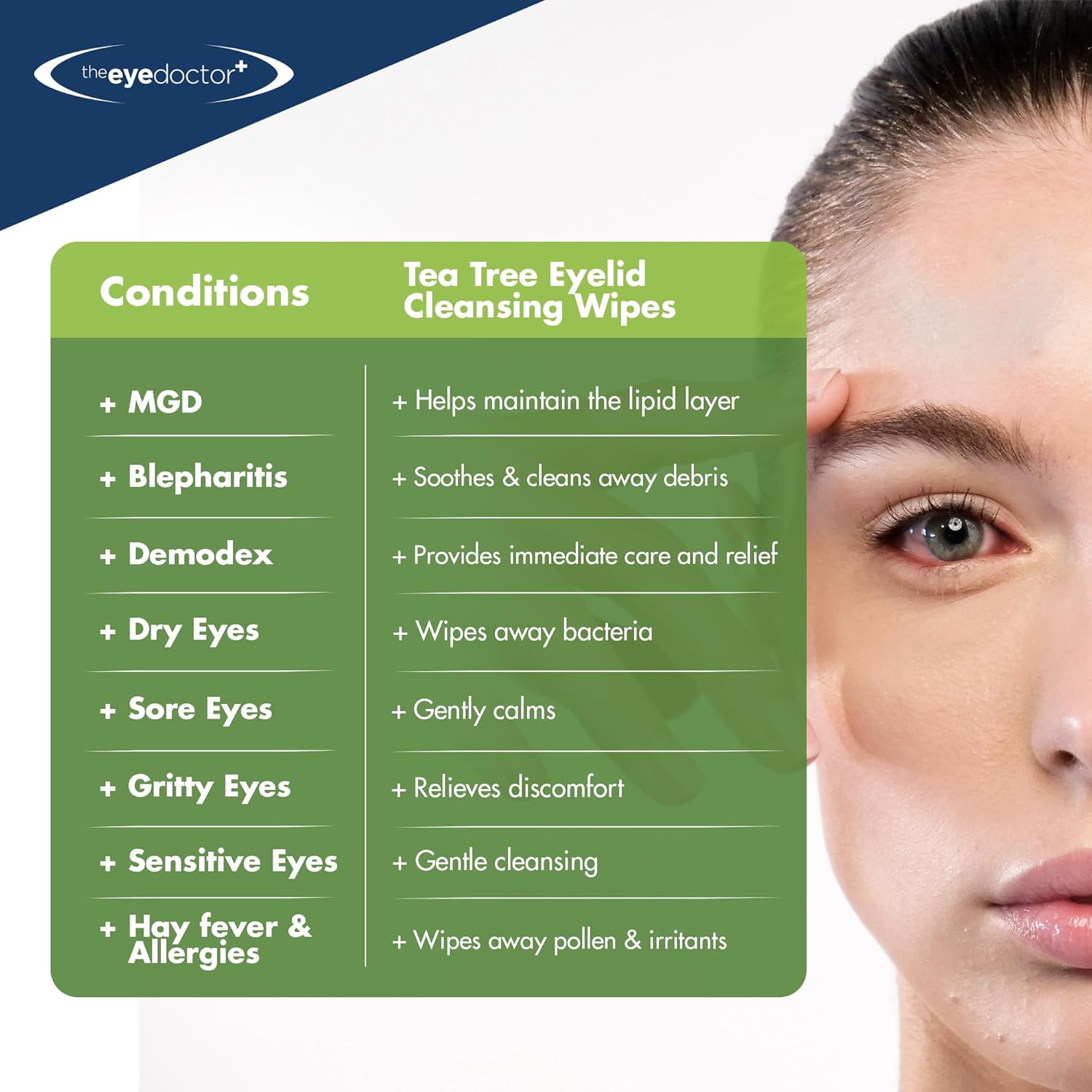 The Eye Doctor Tea Tree Eyelid Wipes – 20 Wipes for Blepharitis, Dry & Sensitive