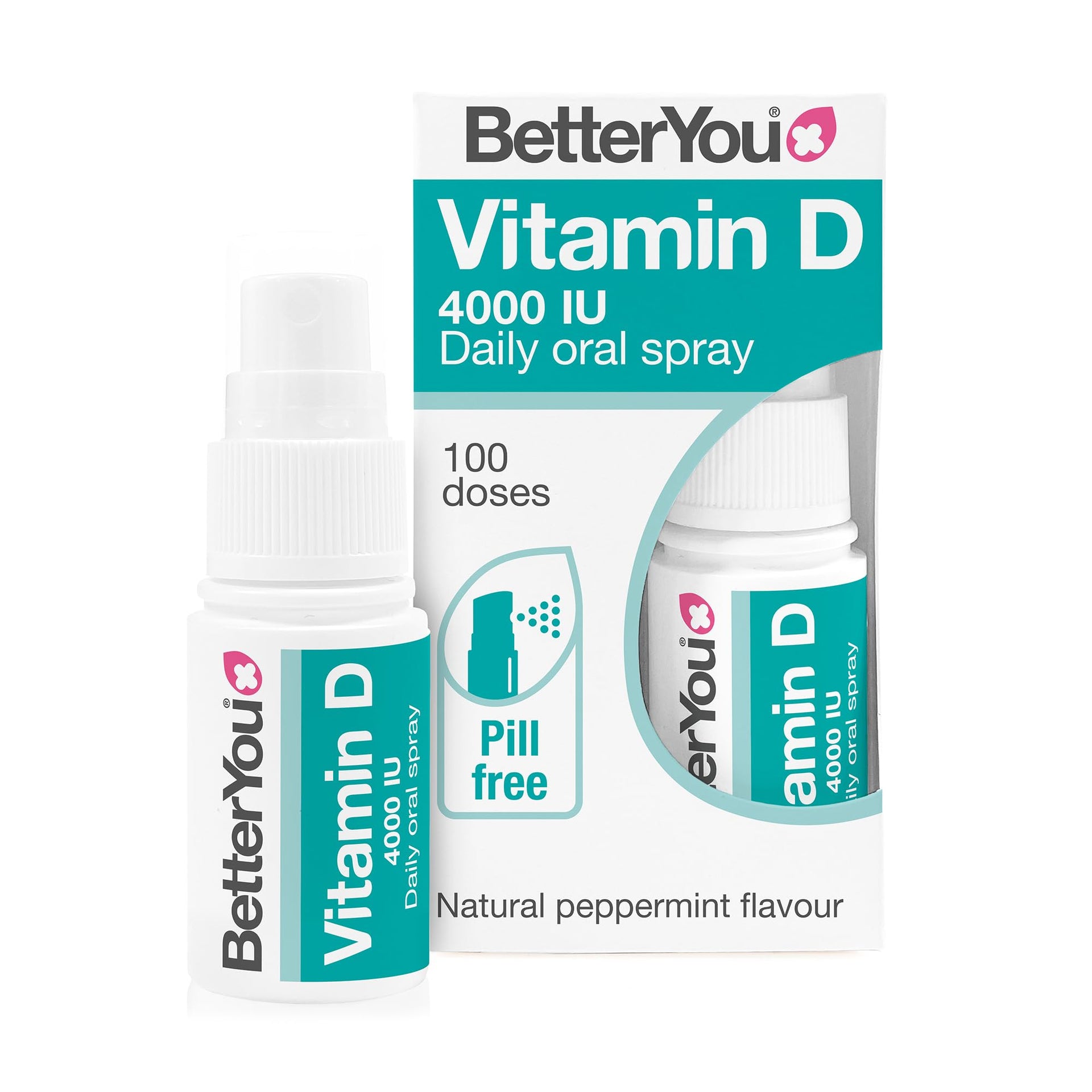 BetterYou Vitamin D 4000 IU Daily Oral Spray 3-month Supply Natural Peppermint Flavour