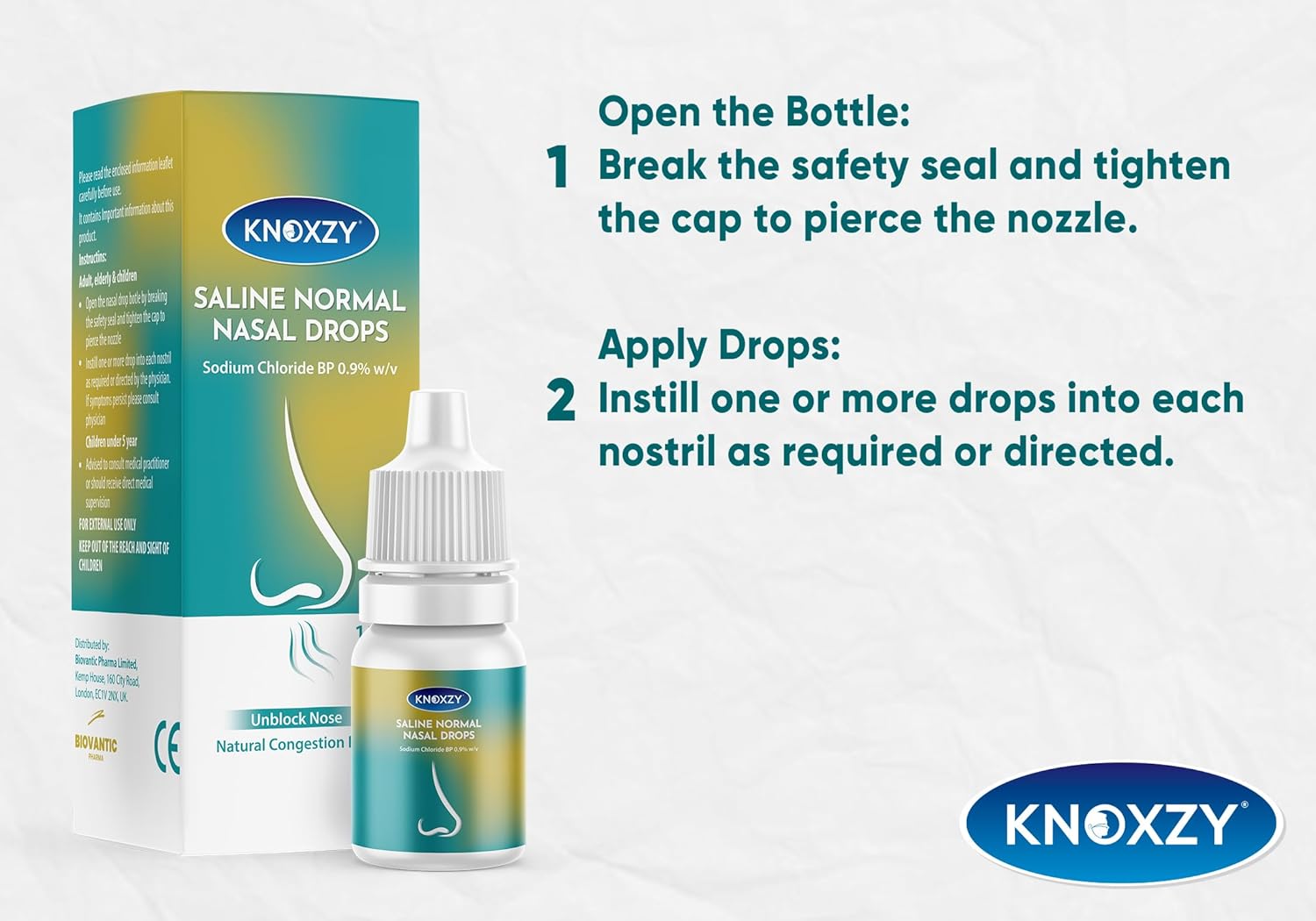 Knoxzy Saline Nasal Drops 10ml – Instant Relief for Blocked Nose