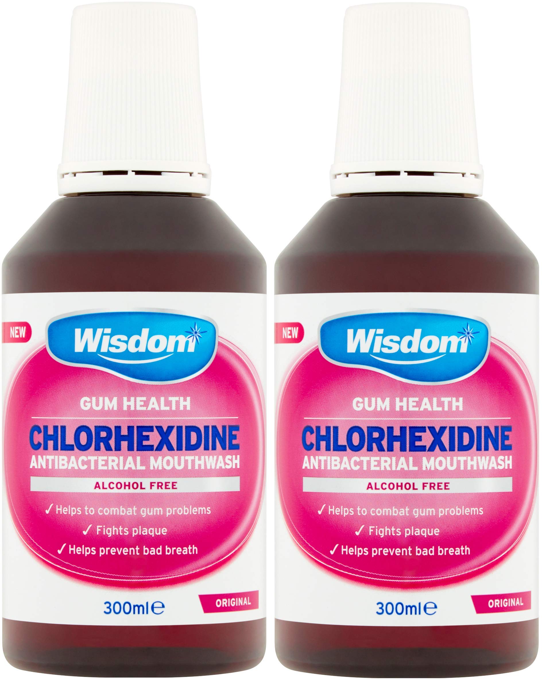 Wisdom Chlorhexidine Mouthwash – Original, Alcohol-Free (2 × 300 ml)